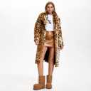 Faux Suede Platform Fuzzy Snow Boots Round Toe Hippy Winter Boots Slip On Knee High Chunky Heel Fur Tall Boots for Women (8, Chestnut Mid)