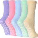 Yebing Non Slip Hospital Socks for Women with Grips Fuzzy Cozy Anti Skid Slipper Socks Winter Warm Soft Fluffy Sleep Socks