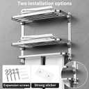 CAXIMSY 22.8Inch Towel Rack for Bathroom and Lavatory Towel Hanger with Wall Mount Towel Bars 304 Stainless Steel No Drill (Collapsible Towel Rack)