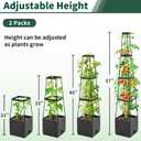 SYITCUN Tomato Planter with Trellis, 57 Inch Self-Watering Planter Box 2-Pack, Grey Planter with Metal Support for Outdoor Indoor Climbing Plants