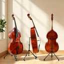 Double Bass Stand with Locking Casters for 1/8–4/4 Upright Bass