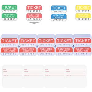 Pack of 4 L LIKED 200 Raffle Tickets, 50/50 Double Roll Tickets for Event, Raffles, Carnival, Door Prizes and Class Reward (Red)