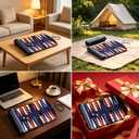 Travel Backgammon Set, Lightweight Roll-Up Leather Classic Board Game for Adults, Portable 2 Player Backgammon Chess Set, Ideal for Travel, Camping, Backpacking, Road & Air Trips, 13.98x9.8 Inch