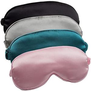 LERSVICVIL Sleep Mask 4 Pack Silk Eye Cover Soft Satin Blindfold Elastic Strap Night Eyeshade Travel Nap for Women Men