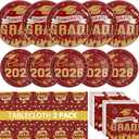 Graduation Party Plates Napkins and 2026, Class of 2026 Congrats Grad Party Supplies 9'' and 7'' Maroon Disposable Paper Plates Tablecloth for Graduation Party Decor,Serve 50