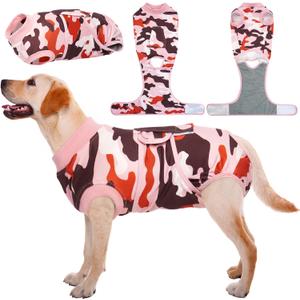 Kuoser Recovery Suit for Dogs Cats After Surgery, Professional Pet Recovery Shirt Dog Abdominal Wounds Bandages, Substitute E-Collar & Cone,Prevent Licking Dog Onesies Pet Surgery Recovery Suit (XL (Back:20.1-24.8'', Weight:42-75 LB), PinkCamo)