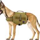 Himal Outdoors Dog Backpack & Saddle Bag, Tactical Hiking Backpack for Large Dogs with Side Pockets & Adjustable Strap (Brown), neck sizes 22 to 31.5 inches, chest sizes 29 to 35.8 inches