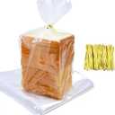 75Pcs Plastic Bread Bags for Homemade Bread and 90 Ties, 18 x 8 x 4 Inch Reusable Clear Loaf Bags, Adjustable, Perfect for Home Bakers and Bakeries