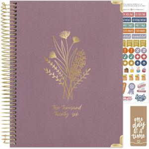 bloom daily planners HARDCOVER 2026 Planner for Women (January to December) - 8.5 x 11 Weekly & Monthly Dated Agenda Organizer Book with Stickers & Tabs - Purple Linen
