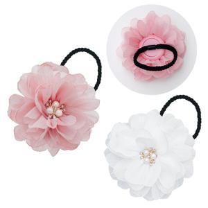 2 Pack Kids Hair Ties Holder for Airtag 2nd & 1st, Cute Flower Hidden Hair Elastic Band Tracker Case for Girls (Pink White, Thick Hair)