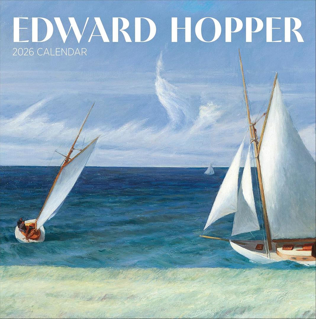 Wall Calendar 2026, Edward Hopper Art, 12 Months, Large Grid Design Featuring 12 Artworks