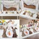 Set of 6 Easter Placemats 13 x 16 Inch Easter Bunny Placemats Grey White Brown Rabbit Easter Place Mats for Easter Table Decorations Bunny Spring Party Kitchen Dining Decorations