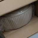 LUE BONA Pleated Vanity Stool, Velvet Upholstered Round Modern Stool for Makeup Room, Ottoman Footrest with Metal Legs for Living Room, Bedroom, Champagne