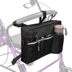 Rollator Bag with Cup Holder,Walker Bags for Folding Walker,Rollator Bags and Pouches,Rollator Accessories Storage Bag,Rolling Walkers Pouch