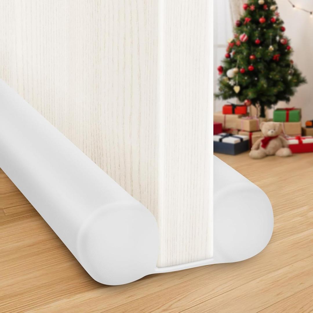 MAXTID Large Door Draft Stopper 30 Inch for Small Size Bedroom Door Fits 0.5 to 1.7" Gaps White Under Door Draft Blocker Noise Doors Seal Filler Gap Draft Guard for Bottom of Doors, White 