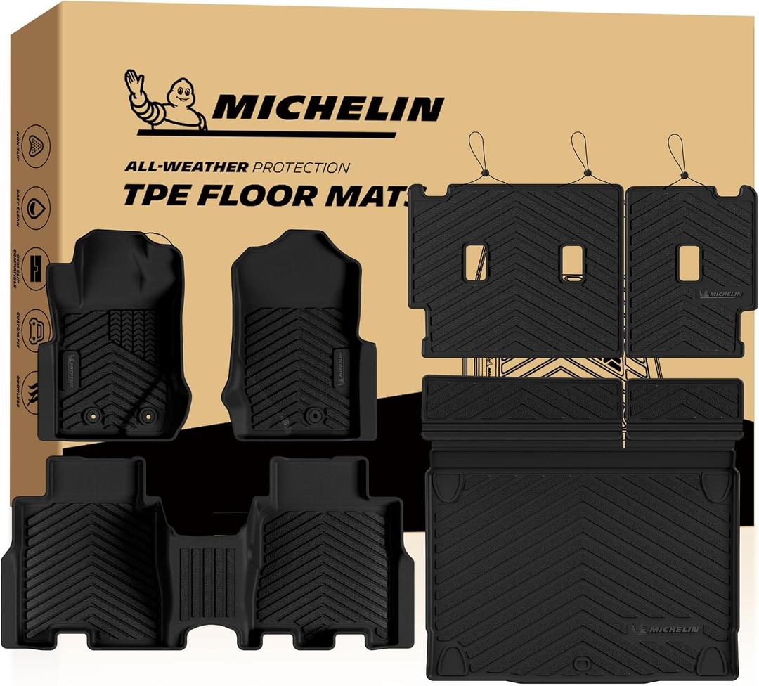 Michelin Vehicle Mats for 2021-2026 Ford Bronco 4-Door (6 Piece) | Not Fit Bronco 2 Door or Sport or Vinyl Floor, All-Weather TPE Custom Fit Liner, Premier