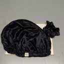 YANIBEST Adjustable Satin Bonnet Double Layer Hair Bonnet for Sleeping Bonnets for Women Hats Curly Natural Hair, Black (One Size)