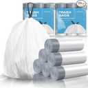 KSSKSS 120 Counts 1.6 Gallon Mini Drawstring Trash Bags, Small Garbage Bags by KSSKSS, Code a fit 4.5-8 Liter, 1.2-2 Gal, White Trash Bin Liners for Home Office Kitchen Bathroom Bedroom