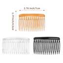 TaShow Hair Side Combs for Women Fine Thin Hair, 14 Teeth Decorative Hair Combs for Women Girls Bridal Wedding Veil (Black, Transparent and Orange)