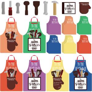 Colarr 24 Sets Father's Day Craft Kit for Kids DIY Make Your Own Apron Craft Kit from Kid to Father for Dad Family Classroom Activities Art Project