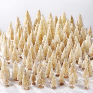 SATINIOR 50 Pieces  Artificial Mini Christmas Tree Sisal Snow Trees Bottle Brush Christmas Trees Pine Trees Ornaments with Wooden Base for Home Christmas Winter Party Decoration (Beige) SATINIOR 50 Pieces  Artificial Mini Christmas Tree Sisal Snow Trees Bottle Brush Christmas Trees Pine Trees Ornaments with Wooden Base for Home Christmas Winter Party Decoration (Beige)