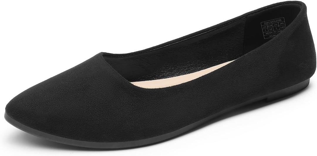 DREAM PAIRS Womens Flats Comfortable Slip On Business Work Office Casual Suede Ballet Flats Pointed Toe Dress Shoes (10, Black)