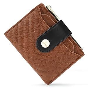 Small Womens Wallet,Slim Bifold Leather Wallet for Women RFID Card Holder Ladies Compact Pocket Wallet Small Wallet for Crossbody Bag
(Brown＆Black)