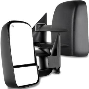 AERDM New Pair Towing Mirrors Power Operated Heated Textured Black Telescoping Trailer Side Mirrors Fit Chevy/GMC/Cadillac Silverado Sierra Avalanche Suburban Tahoe Yukon XL Escalade EXT ESV, Medium
