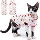 DENTRUN Soft Sphynx Cat Shirt, Breathable Heart Pattern Apparel for Cats | Perlin sleeves, breathable soft pajamas, cat clothes for cats only, Medium
