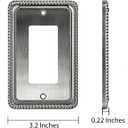 Henne Bery Rope Edge Decorative Wall Plate Switch Plate Outlet Cover (Single Decorator, 3 Pack, Heirloom Silver)