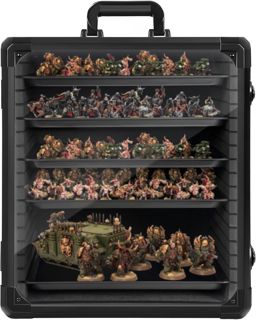 Miniatures Storage Case Miniatures Transport Case Aluminum Alloy Frame with Lock (Large Size)