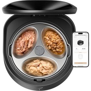 PETLIBRO Automatic Cat Feeder Wet Food with Stainless Steel Bowl, Refrigerated Auto Cat Feeder with Semiconductor Cooling, 3 Fresh Meals for 3 Days, App-Controlled Pet Food Dispenser, Easy to Clean (Black)