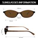 Retro Oval Sunglasses for Women Chic Cat Eye 90s Sunnies Lightweight Narrow Shades Trendy UV protection Sun Glasses (Brown Frame - Brown Lens)