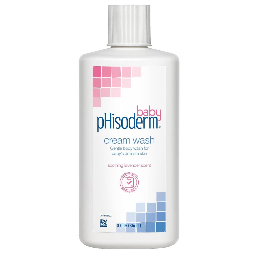 pHisoderm Baby & Newborn Cream Wash, pH Balanced, Lavender Scent, Gentle & Moisturizing with Vitamin E & Sunflower Oil, Free of Soap, Parabens, Sulfates & Dyes, 8 Fl Oz (Pack of 3)