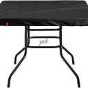 Outdoor Square Table Cover Waterproof UV-Resistant for 28 x 28 Inch Patio Tables - Heavy Duty Weatherproof Table Top Protector with Elastic Hem (Black)