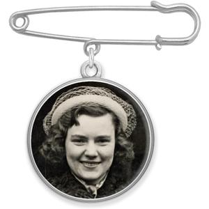 Wedding Boutonniere Bouquet Charm Pin Double Sided Round Photo Charm Mother of the Bride Gift for Groom with Photo Resizing Software