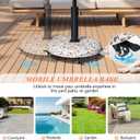 Mobile Patio Umbrella Base 45lbs - Heavy Duty with Locking Wheels Pool Deck Stand for 7-10ft Patio Umbrellas