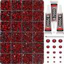 30000Pcs Resin Rhinestones Set for Crafting Bedazzling, Maroon Dark Red Burgundy Flatback Gems Jewels for Crafts Clothes Shoes Fabric Outfit Nails Makeup, Flat Back Crystal 2-6mm with b 7000 Glue (Large Pack + 3Pcs Glue)
