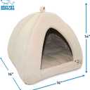 Best Pet Supplies Cat Bed for Indoor Cat, Domed Tent House with Removable Pillow, Covered Cat Cave for Small Dog, Puppies and All Breeds of Cats - Corduroy Beige, 16 x 16 x H:14"