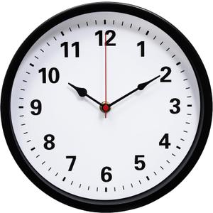 LEIKE Metal Indoor Outdoor Wall Clock 10IN Black, Retro Silent Quartz Battery Operated, Decorative for Patio, Kitchen, Living Room, Bedroom, Pool