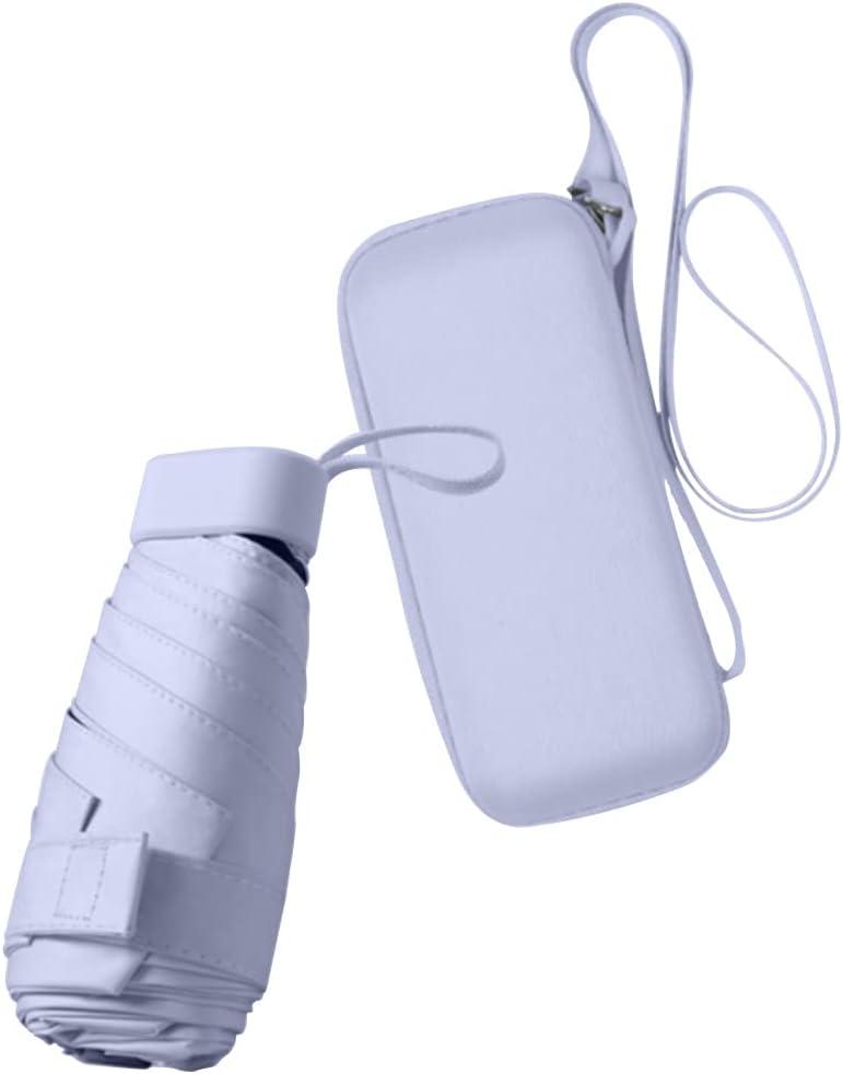 ESUFEIR Mini Travel Sun Umbrella for Purse With Case,Small Compact UV Umbrella Protection Sun,Lightweight Portable Parasol Windproof for Women Men Kids (Purple)