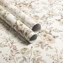 Erfoni 16.9" x118" Boho Floral Peel and Stick Wallpaper Beige Flower and Leaf Contact Paper Self Adhsive Removable Wallpaper Boho Botanical Wall Paper for Bedroom Cabinets Decor Vinyl Roll Waterproof