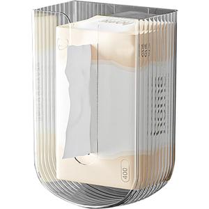 No-Drill Wall-Mounted Transparent Tissue Box Holder  Stylish and Durable Home Decor, Perfect for Bathroom, Kitchen, and Living Room (White)