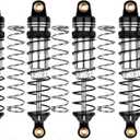 HobbyPark All Metal Aluminum 59mm RC Shocks Long Travel Shock Absorber for TRX4M TRX4MT 1/18 RC Crawler Upgrades Threaded Body Oil Damper Assembled, Replacement of 9764 (Black&silver)