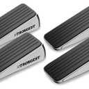 Strongest Home Heavy Duty Door Stopper Wedge (4 Chrome PCs) | Non-Slip Rubber and Metal Door Stop for Heavy Doors| Work on Wood, Tile, Carpet + 4 White Wall Protectors