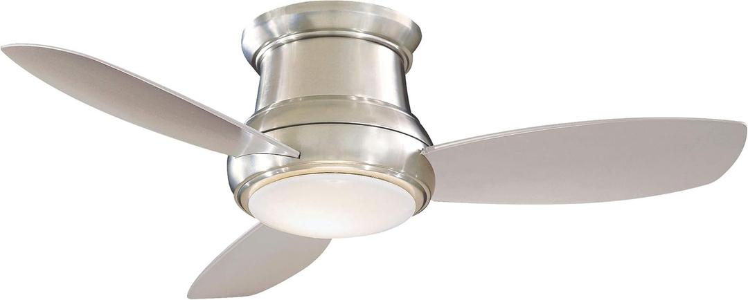 Minka-Aire F518L-BN Concept II LED Brushed Nickel 44" Flush Mount Modern Ceiling Fan with Remote, Brushed Nickel (LED Light)