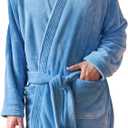 Towel Robe for Men - Ultra-Absorbent Soft Quick Dry Towel Bathrobe Kimono for Shower, Spa & Hotel (Small-Medium, Haze Blue)