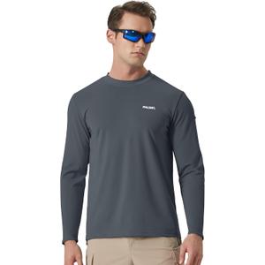 2 x Men's Sun Protection Long Sleeve Swim Shirts Quick Dry Rash Guard Lightweight UPF 50+ Fishing Hiking Beach UV Shirt (Gray, XXXL)