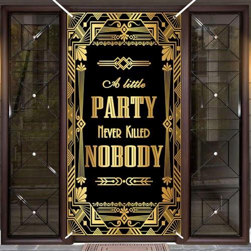 Avezano Roaring 20s Party Decorations Roaring 20s Door Cover Banner 1920s Party Decorations Retro Jazz Party Banner Speakeasy Decor