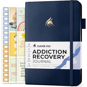 Clever Fox Addiction Recovery Journal Large Guided Sobriety Workbook for Alcohol, Drug, Gambling, Eating & Other Addictions Daily Planner to Support Recovery Progress, 8.3x11 Dark Blue